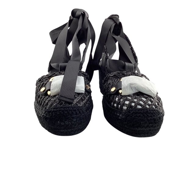 Aerosoles Scarlett Raffia Espadrille Wedge Sandal‎ Size 7.5 NWB Black Strappy - Picture 4 of 8